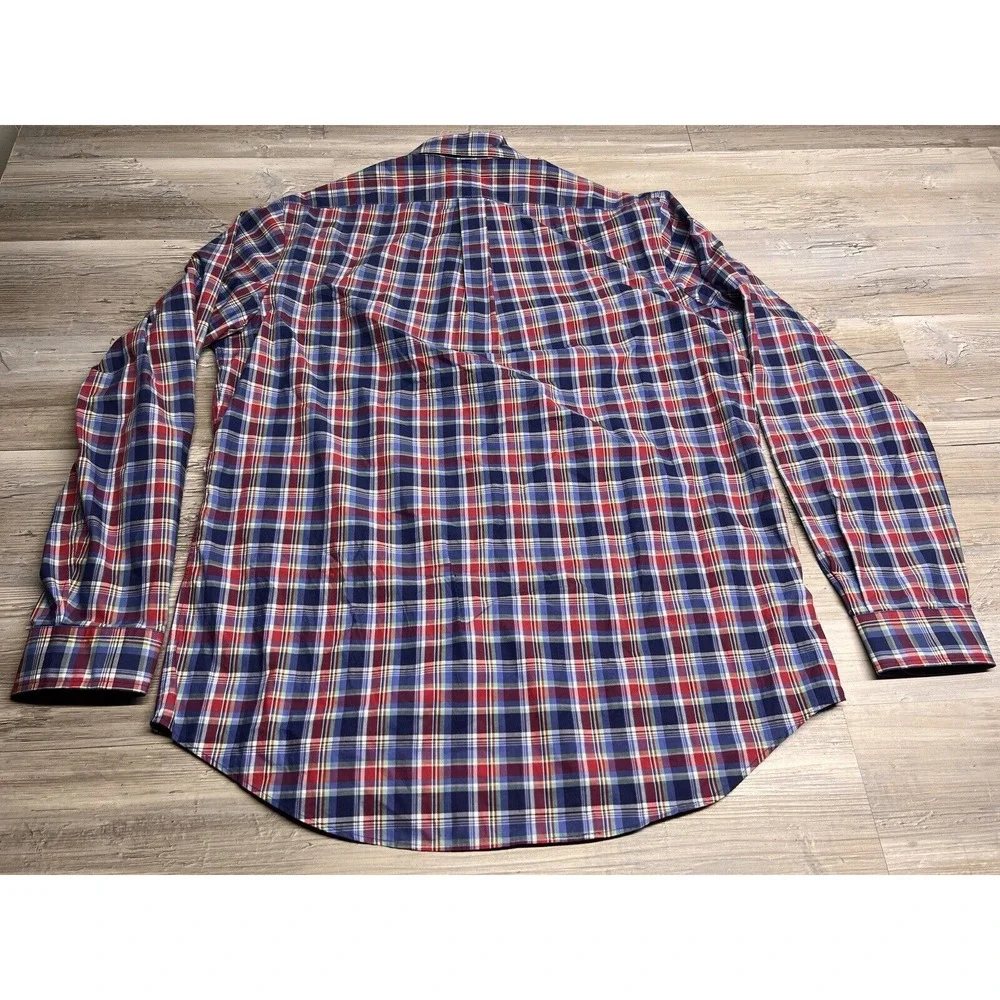 Polo Ralph Lauren Button Down Shirt Sz L Classic Red Blue Plaid Americana Preppy